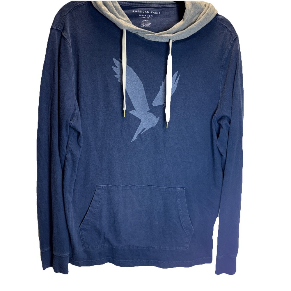 American Eagle Hoodie Mens‎ Small Blue Super Soft Standard Fit Sweatshirt